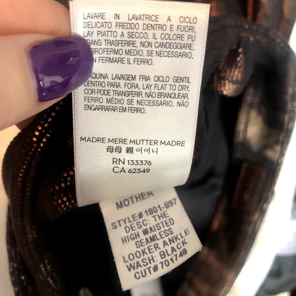 MOTHER The High Waisted Seamless Looker Ankle Slither Black Snake Size 29 NEW - Picture 12 of 12